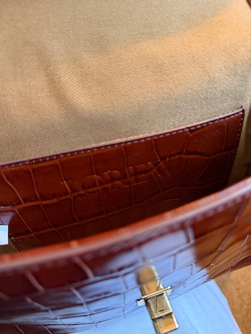 J Crew Edie Classic Croc-Embossed Leather Crossbody Bag in Deep Brown NWT - Picture 5 of 7